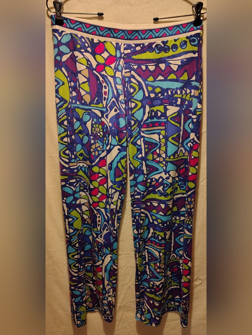 Trina Turk Abstract Pattern Wide Leg Swim Pants 35" Long Inseam Size Small